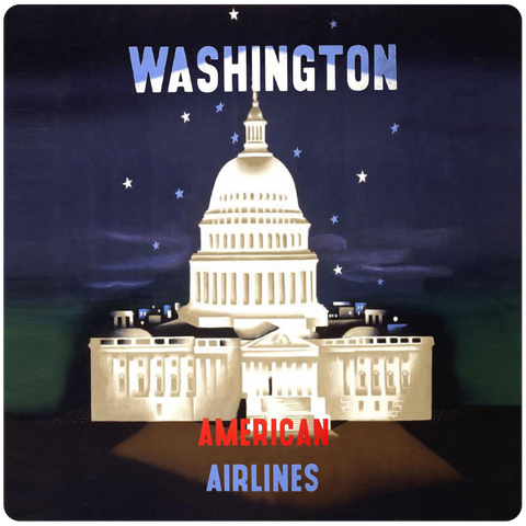 AA Washington DC 1960's Travel Poster Square Coaster