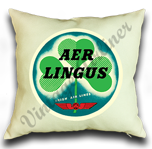 Aer Lingus Vintage Linen Pillow Case Cover