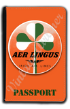 Aer Lingus Green and White Shamrock Passport Case