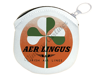 Aer Lingus Green and White Shamrock Vintage Round Coin Purse