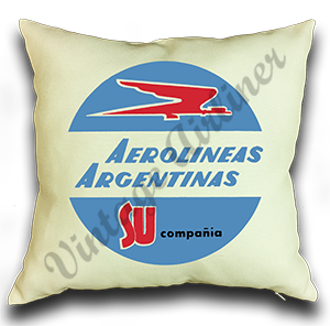 Aerolineas Argentinas 1960’s Vintage Bag Sticker Linen Pillow Case Cover