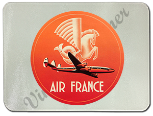 Air France 1950's Vintage Bag Sticker Glass Cutting Board