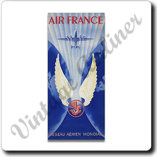 Air France Vintage Timetable Cover Square Coaster