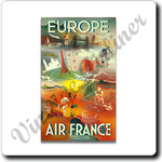 Air France Vintage 1970's Europe Brochure Cover Square Coaster