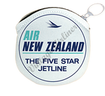 Air New Zealand 1960's Vintage Bag Sticker Round Coin Purse