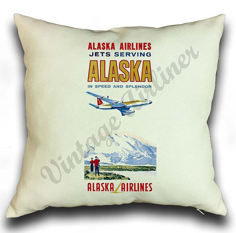 Alaska Airlines Jets Serving Vintage Pillow Case Cover