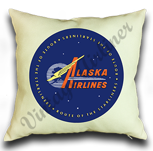 Alaska Airlines 1950's Vintage Linen Pillow Case Cover
