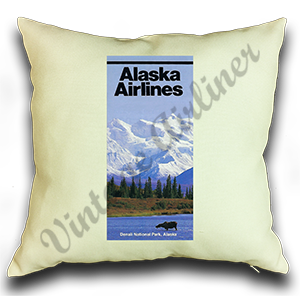 Alaska Airlines 1970's Timetable Cover Linen Pillow Case Cover