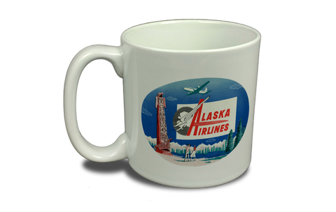 Alaska Airlines 1950's Vintage Bag Sticker  Coffee Mug