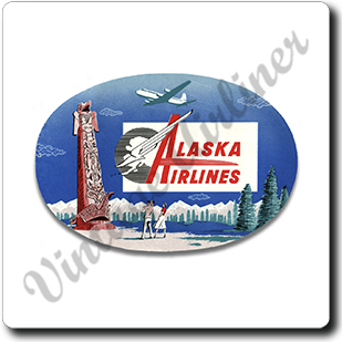 Alaska Airlines Totem Pole Bag Sticker Square Coaster