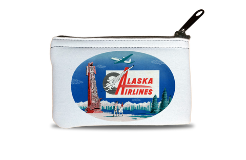Alaska Airlines 1960's Vintage Bag Sticker Rectangular Coin Purse