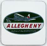 Allegheny Airlines Vintage Baggage Sticker Square Coaster
