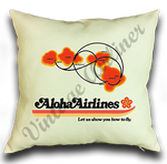 Aloha Airlines Logo and Route Map Linen Pillow Case Cover