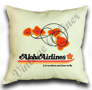 Aloha Airlines Logo and Route Map Linen Pillow Case Cover