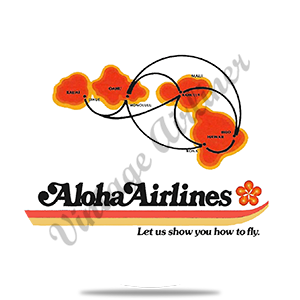 Aloha Airlines Logo and Route Map Round Coaster