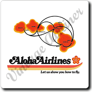 Aloha Airlines Logo and Route Map Square Coaster