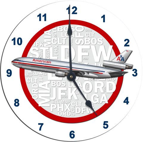AA DC10 Old Livery Wall Clock Red