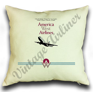 America West First Logo & 737 Logo Linen Pillow Case Cover