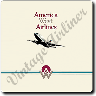 America West First Logo & 737 Logo Square Coaster