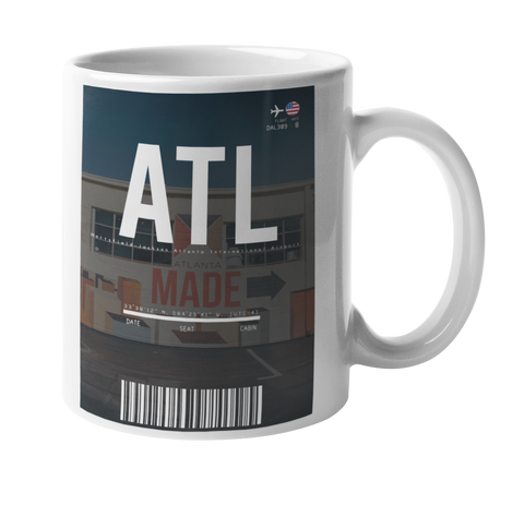 Atlanta Baggage Tag Black Art Coffee Mug