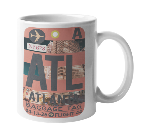 Atlanta Baggage Tag Orange Art Coffee Mug