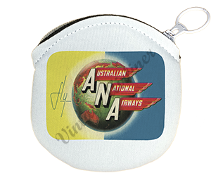 Australian National Airlines Vintage 1950's Bag Sticker Round Coin Purse