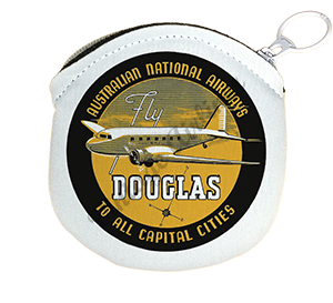 Australian National Airlines Vintage 1930's Bag Sticker Round Coin Purse