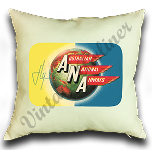 Australian National Airways Vintage Bag Sticker Linen Pillow Case Cover