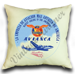 Avianca 1950's Bag Sticker Linen Pillow Case Cover