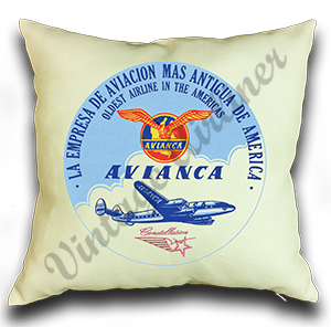 Avianca 1950's Bag Sticker Linen Pillow Case Cover