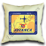 Avianca 1940's Bag Sticker Linen Pillow Case Cover