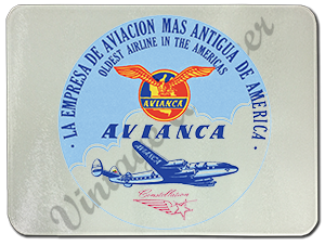Avianca Airlines Vintage Round Bag Sticker Glass Cutting Board