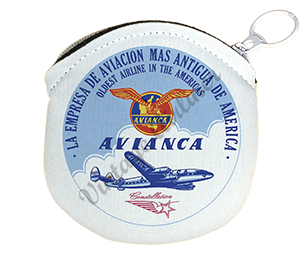 Avianca Airlines Vintage 1950's Bag Sticker Round Coin Purse