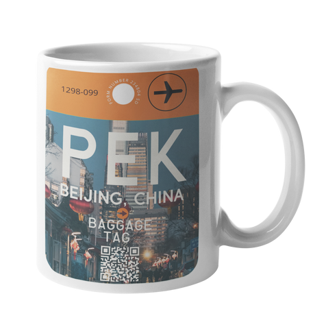 Beijing Baggage Tag Art Coffee Mug