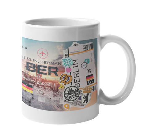 Ticket To Berlin Collage Art Coffee Mug