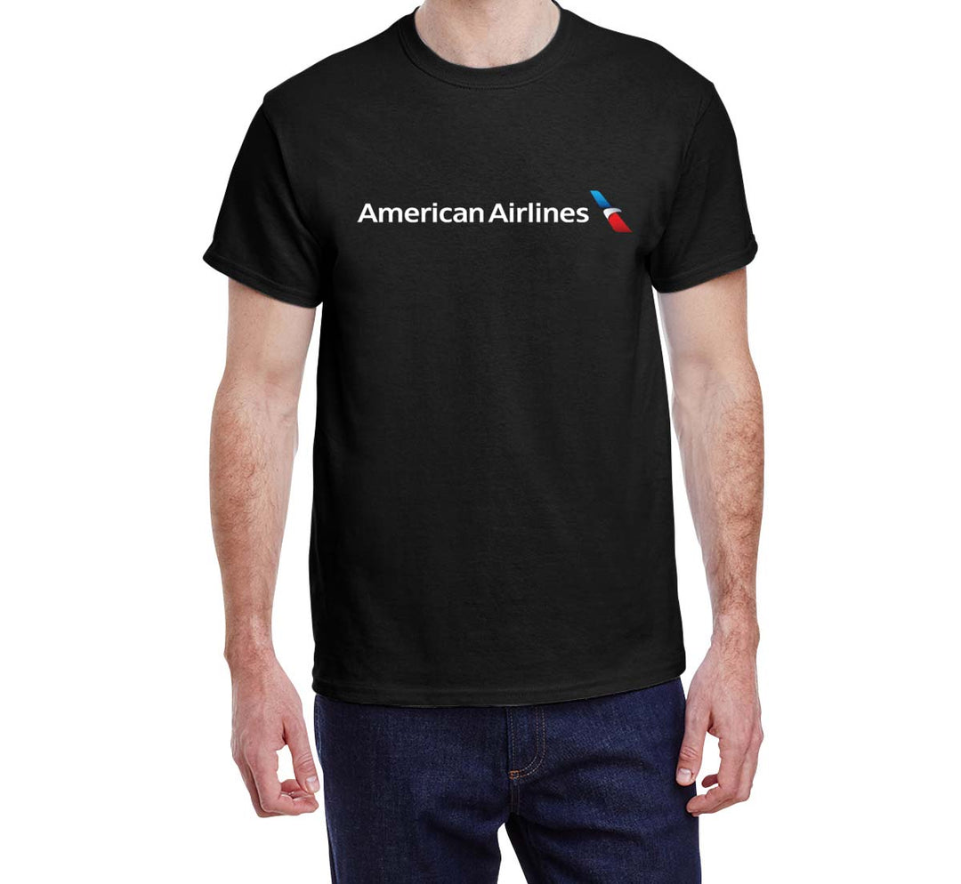 MKDHYYKS T-Shirt Homme American Airlines Logo - Manches Courtes Noir, Coton Doux, UPF 50+, Idéal Été Et Cadeau