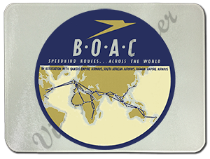 British Overseas Airways Vintage Round Bag Sticker Glass Cutting Board