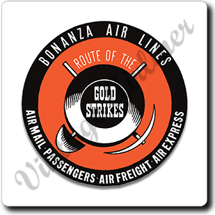 Bonanza Air Lines Vintage 1950's Square Coaster