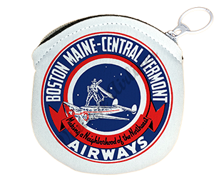 Boston Maine Airways and Central Vermont Airways Vintage Bag Sticker Round Coin Purse