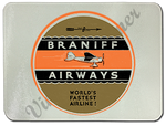 Braniff 1930's Lockheed Vega Bag Sticker Glass Cutting Board