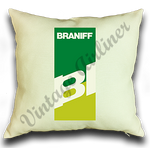 Braniff International 1970's Green Logo Linen Pillow Case Cover