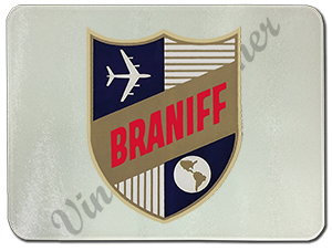 Braniff International 1950's Shield Bag Sticker Glass Cutting Board