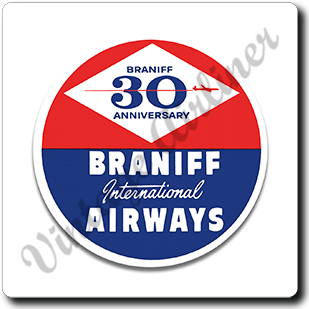 Braniff Airways 30th Anniversary Bag Sticker Square Coaster