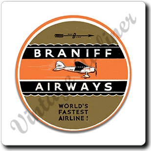 Braniff Airways 1930's Lockheed Vega Square Coaster