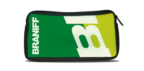Braniff International 1970's Green Logo Bag Sticker Travel Pouch