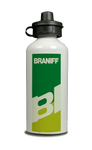 Braniff International 1970's Green Logo Aluminum Water Bottle