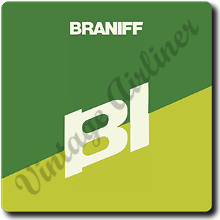 Braniff International 1970's Green Logo Square Coaster