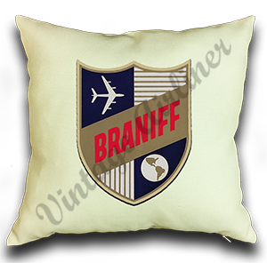 Braniff International 1950's Shield Linen Pillow Case Cover
