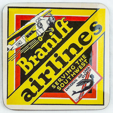 Braniff Airways 1st Bag Sticker Square Coaster