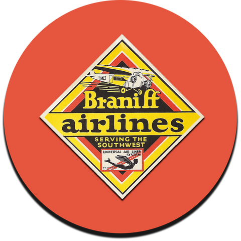 Braniff Airlines Original Bag Sticker Round Coaster